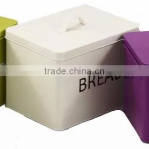 Rectangular Shape Bread Storage Tin White thumbnail-1