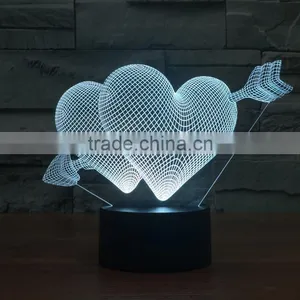 3D Illusion LOVE Gift LED Modern Night Light 7 Color Touch Table Lamp for Christmas New Year Valentine Gift thumbnail-4