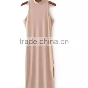 Summer Kendel Style Sexy Sheath Dress Women Turtleneck Tank Split Dress thumbnail-6