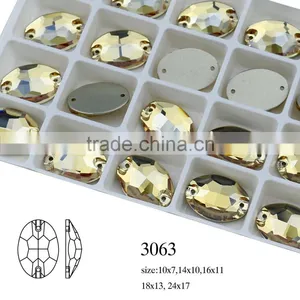 Fashion Oval Shape Crystal Sew on Stone Glassloose Beads for Modern Dress Accessories thumbnail-1