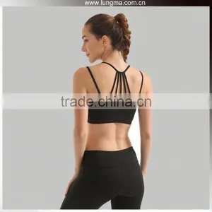 Oem Womens Fitness Yoga Plain Mesh Support Sports Bra With Elastic Band thumbnail-3