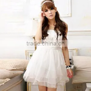 New Sexy Women's Strapless Bridesmaid Dress Satin Splicing Net Yarn Mini Dress 3 Colors 16763 thumbnail-1