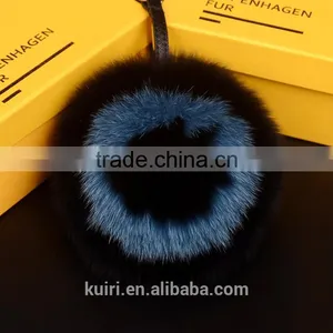 Real Fur Fox Pom Pom Keychains Handmade 15cm Ball Pendant for Bag Charm Pluffy Bag Bug Capital Letter A to Z thumbnail-5