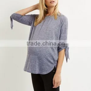 Wholesale Maternity Wear Clothes Knit Tie Sleeve Tops thumbnail-2