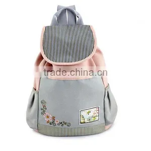 Korean Design Canvas Backpack, Travel Bag, EMB Bag thumbnail-1