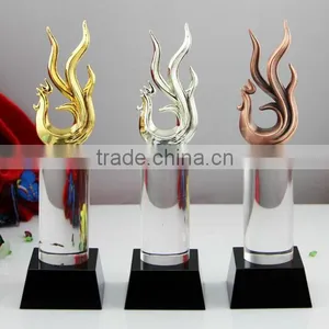 High Quality Beautiful Crystal Gold Plated Chanticleer Trophy BusinessS GIFT thumbnail-4