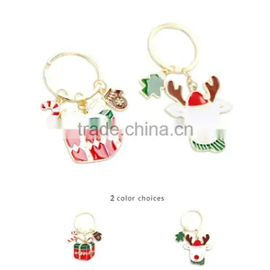 Charm Christmas Gift Box Deer Keychain Keyring Enamel Key Chain Pendant thumbnail-1