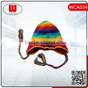 High Quality Pom Pom Cheap Custom Winter Rainbow Color Hats thumbnail-1