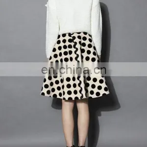 Polka Dots Velvet A-line Midi Skirt thumbnail-1