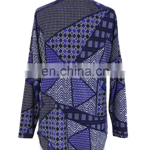 2017 Bysance Print Brushed Zipper Front Old Women Tunic Guangzhou Supplier thumbnail-4