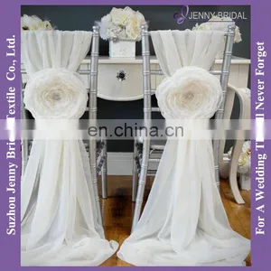 C214C Ivory Chiffon Sashes Wedding Decoration Organza Flower Chair Sash thumbnail-1