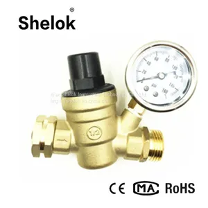 2018 Hot Sell Adjustable Brass Water Pressure Regulator With Gauges thumbnail-1