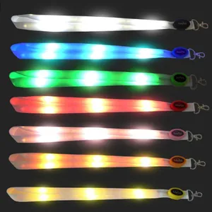 Nylon LED Light up Flashing Lanyard Neck Straps Luminous Glow in the Dark thumbnail-1