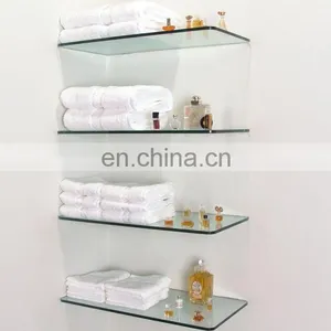 Flat Polished Edge Tempered Wall Mounted Bathroom Glass Shelf thumbnail-1