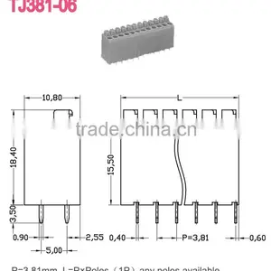 Gray PCB Spring Connectors vs Spring Terminal Block Screwless Terminal TJ381-06 thumbnail-2