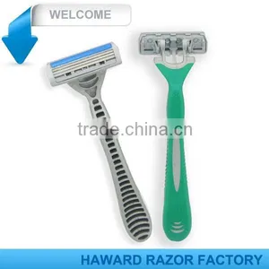D318L Three Blade Rubber Handle Shaving Razor thumbnail-2