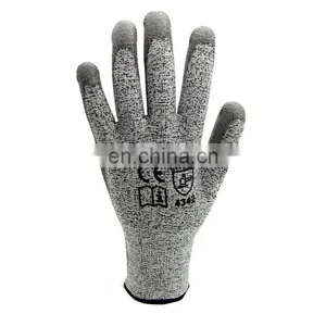 Great Grip En388 4544 Hppe PU Coated Construction Glove Cut Resistant Level 5 Work Safety Gloves for Construction thumbnail-1