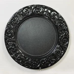 Plastic Black Charger Plate Wedding Party Restaurant Under Plates Table Decorative Charger Plates thumbnail-3