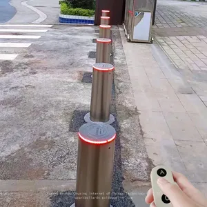 Pedstrian Driveway Anti-theft Security Barrier 304 Stainless Steel Automatic Pop Up Access Control Lifting Bollard With Mini Box thumbnail-1