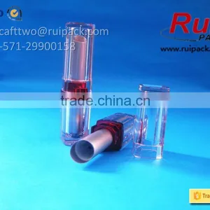 High Grade Acrylic Lipstick Tube With Aluminum Tube, Square Metal Aluminum Lipstick Case With Acrylic Outer Cover thumbnail-4