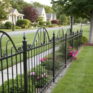 Outdoor Wrought Iron Steel Fence Panels for House Backyard and Perimeter Security thumbnail-3