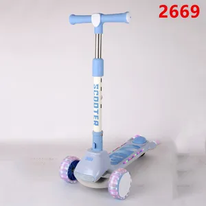 Children's Scooters Children's 3-wheel Music Glowing Folding Toys, Outdoor Sliding Sports, Boys and Girls Kids Kick thumbnail-1