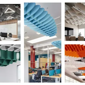 Customize Design PET Acoustic Ceiling Tile Soundproof Panel Fire Retardant NRC 0.85 thumbnail-1