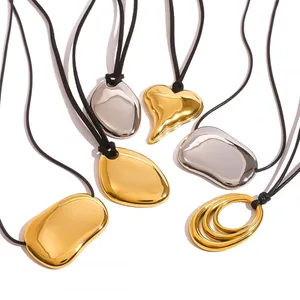18K Gold Plated Letter Coin Necklace - Non-Fade Stainless Steel Fashion Jewelry thumbnail-5