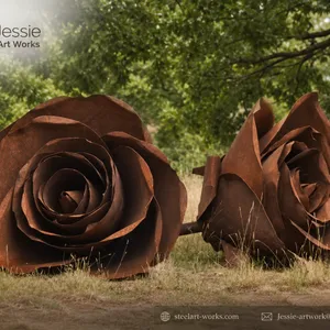 Steel Mesh Rose Floral Sculpture for Artistic Outdoor Design thumbnail-2
