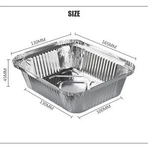 Rectangular Aluminum Foil Food Container Disposable Aluminium Tray Takeaway Lunch Box With Clear Lid Eco-friendly Recyclable thumbnail-5