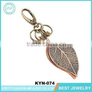 Vintage Bulk Leaf Shape Keychain Lanyard Leather Wholesale Key Ring thumbnail-1