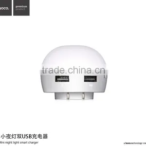 HOCO H1 Mini Night Light Smart Charger For Universal Mobile Phone Quick Charging 2.1A Double USB Charger Adapter US Plug MT-5603 thumbnail-3