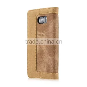 Caseme High Quality Jean Cloth Flip Case for S7 Edge Wallet Waterproof Holder Case With Inner Card Slot for S7 Edge thumbnail-4