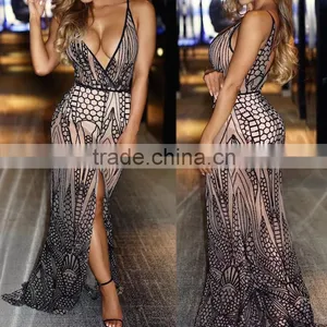 Ladies Sexy Transparent Dress Bule Sexy First Night Dresses Party Wear Long Dresses thumbnail-1