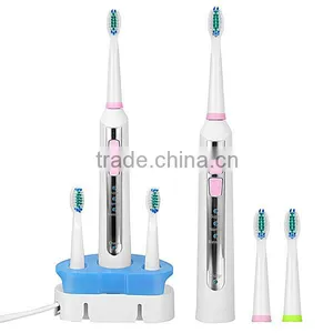 Sonic Electric Toothbrush Rechargable Waterproof With 2 Extra Replacement Brush Heads Charging Station US Plug SV030696 thumbnail-1