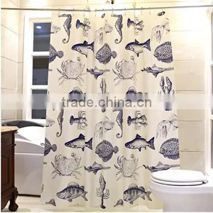 New Design Shower Curtain Anchor Printed, Hot Sale Classic Bathroom Wateproof Curtain thumbnail-2