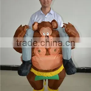 DJ-CO-159 Airblown Inflatable Illusion Gorilla Rider Riding Mens Led Funny Adult Costume Quality Choice thumbnail-1