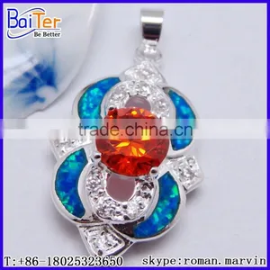 925 Sterling Silver Created Opal And Garnet Diamond Jewelry Pendants And Charms thumbnail-1