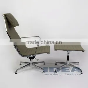 Replica Charles Aluminum Executive Easy Chair - Light Grey Genuine Leather thumbnail-6