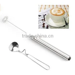 High Quality Appuccino Maker 2XAA Battery Operating Mini Stainless Steel Milk Frother thumbnail-1