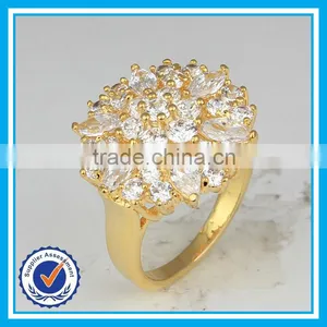 Factory Price Zinc Crystal Engagement Ring in 916 Gold thumbnail-1