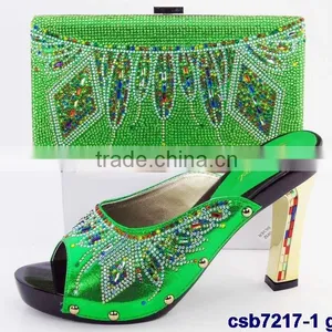 CSB7217 Top Fashion Latest Fashion Woman Italy Style High Heel Shoes and Glitter Bags thumbnail-1