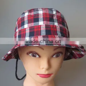 100% Cotton Check Pattern Bucket Hat,plaid Bucket Hat thumbnail-2