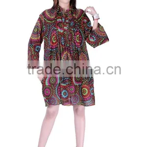Cotton Printed Mini Summer Dress Jaipur Vestido Styles Ropa Ladies Garments Browen 3289 thumbnail-1