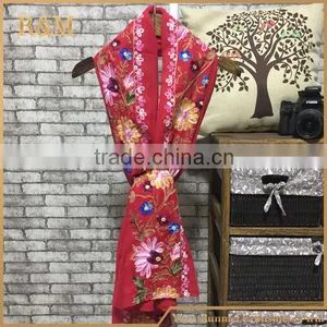 2016spring Factory Wholesale Floral Embroidered 70% Polyester With30%viscose Scarf Woman,cotton Linen Scarf Shawl thumbnail-3
