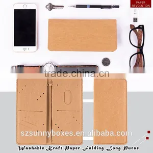 Anti-tearing Washable Kraft Paper Folding Long Wallet With Zipper thumbnail-1