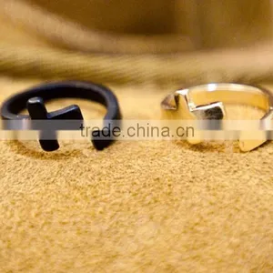Cross Design White Gold Plated Without Stone Double Cross Adjustable Jewellery Ring Wholesale thumbnail-1
