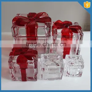 Beautiful Crystal Container Square Bowknot Tap Glass Candy Jar thumbnail-3