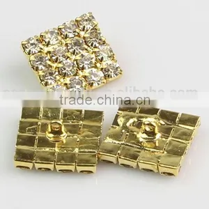 Fashional Shank Golden Quadrate Rhinestone Buttons for Apparel RNK004 thumbnail-2