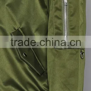 New Custom Ladies Satin Bomber Jackets Wholesale Olive Satin Jacket Manufacturer Supplier's Choice thumbnail-6